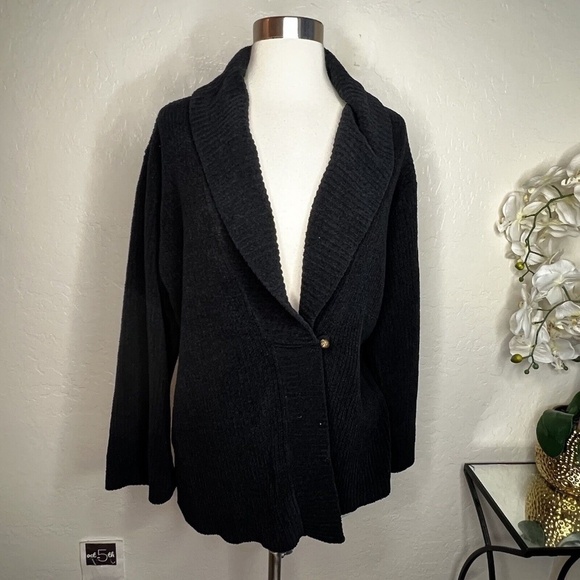 natori knit black cardigan in black size XL - Picture 1 of 6